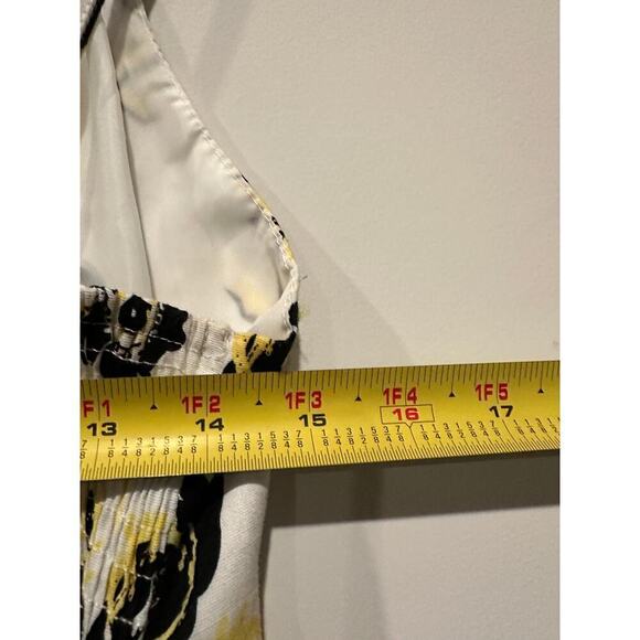 Babydoll y2k Size Small Yellow Spaghetti Wrap Smocked Mini Dress Floral Vacation - Picture 8 of 12